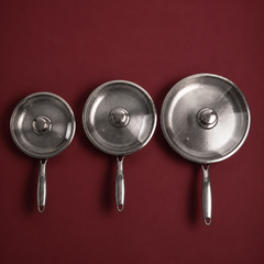 Hand-Hammered Titanium Pan - 3-piece set 9, 10, 11 Inch