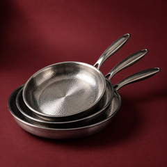 Hand-Hammered Titanium Pan - 3-piece set 9, 10, 11 Inch