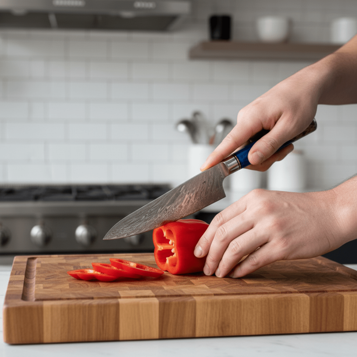 Hammered Damascus Chef Knife, 20 cm