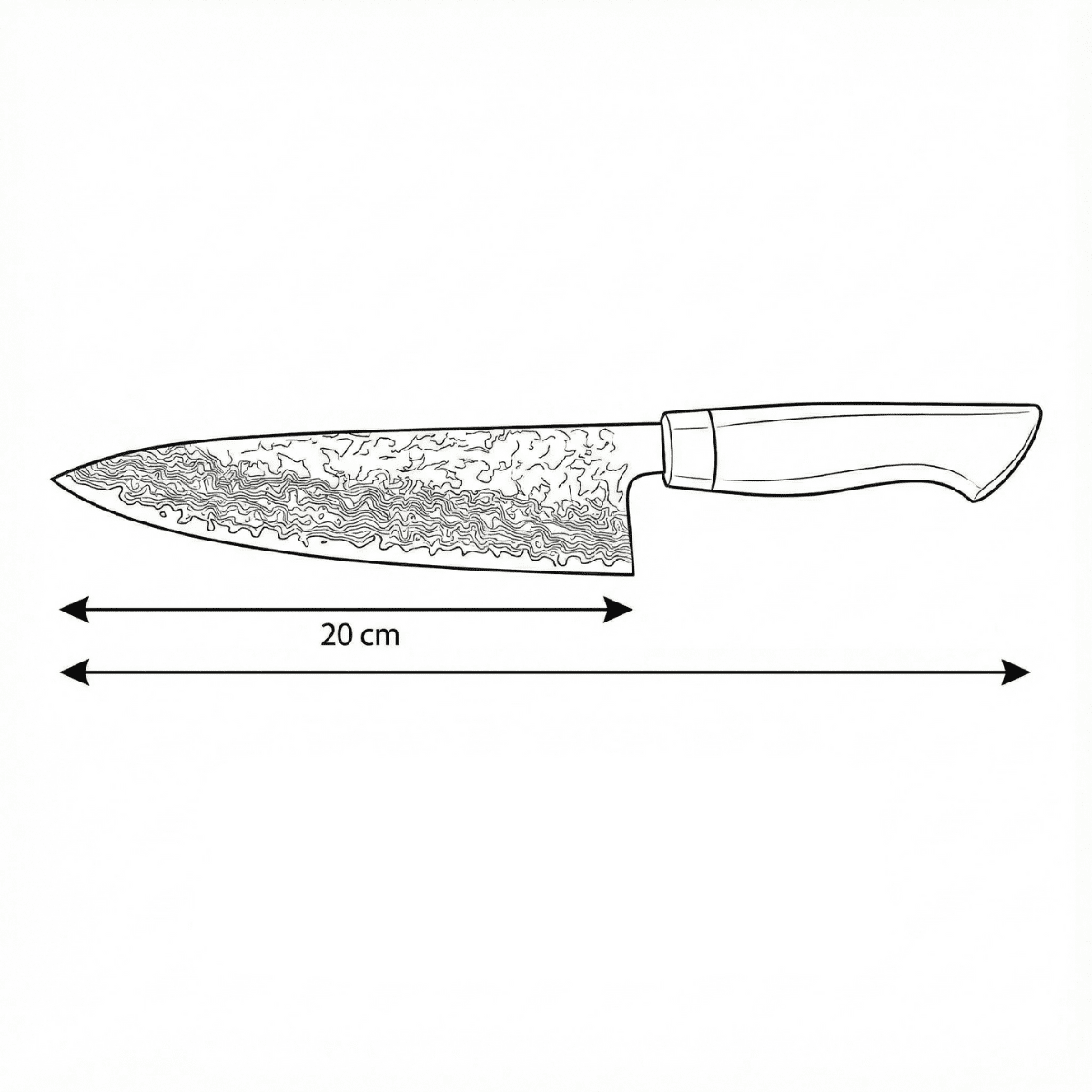 Chef Knife, 20 cm with Ebony Handle