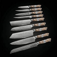 Damascus Knife Set, Nine Piece