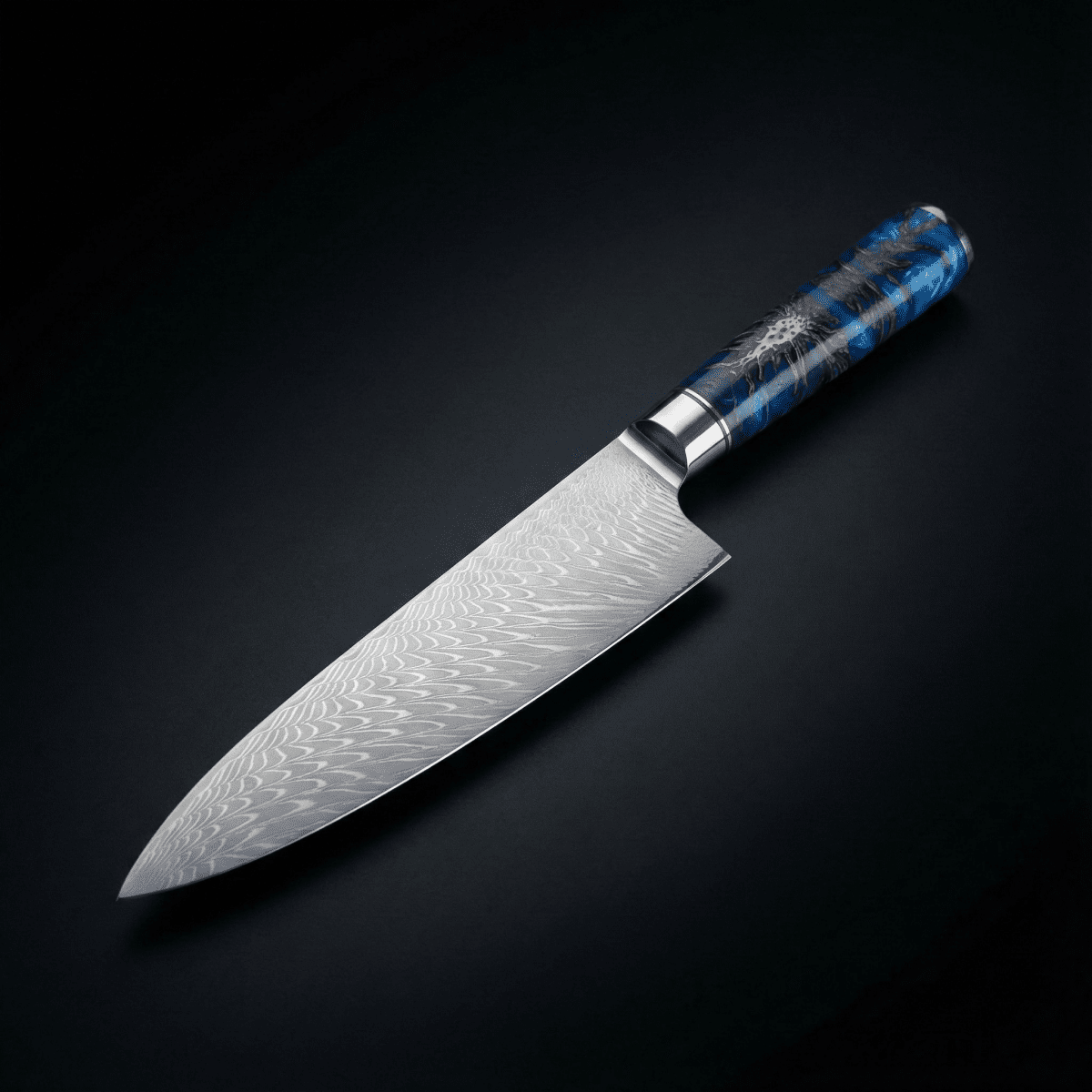 Hammered Damascus Chef Knife, 20 cm
