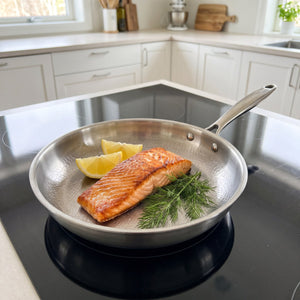 Crispy salmon skin on induction
