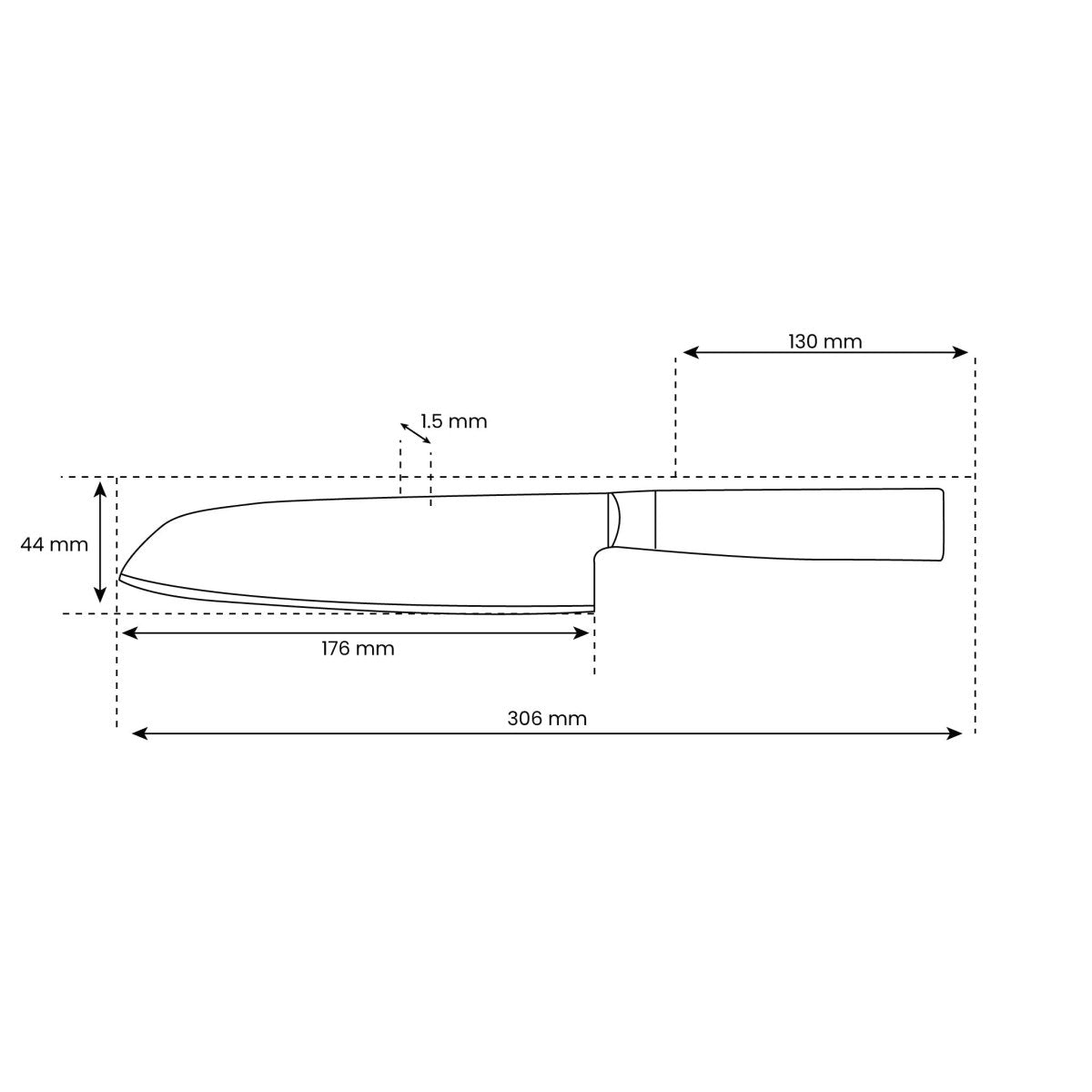 Hammered Santoku Knife, 18 cm