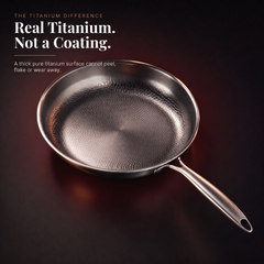 Titanium Frying Pan, uncoated hammered titanium, Forgewell Cookware