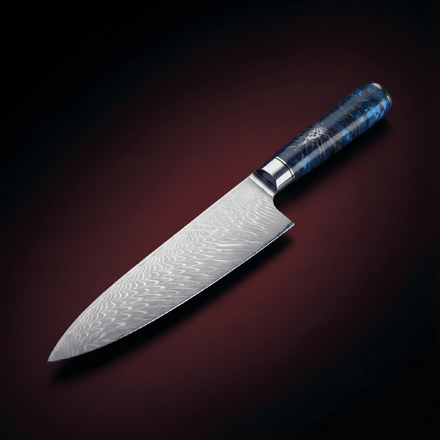 Hammered Damascus Chef Knife, 20 cm