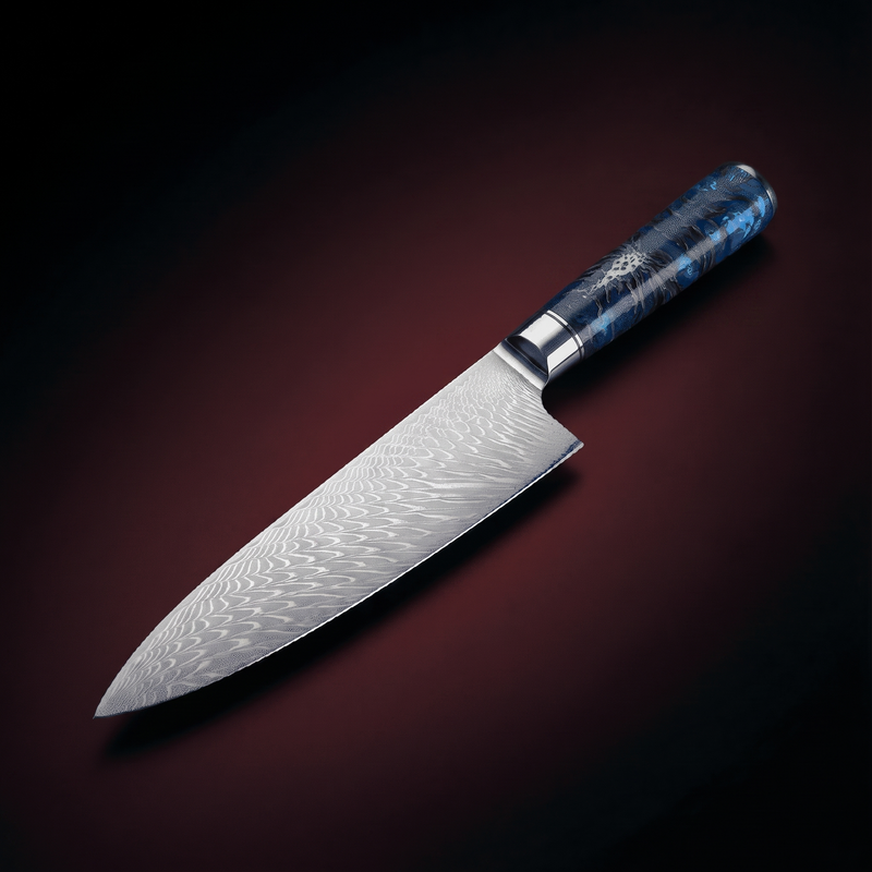 Hammered Damascus Chef Knife, 20 cm