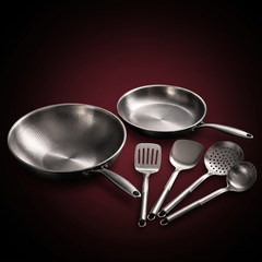 Titanium Wok and Frying Pan Set with Utensils, Forgewell Cookware
