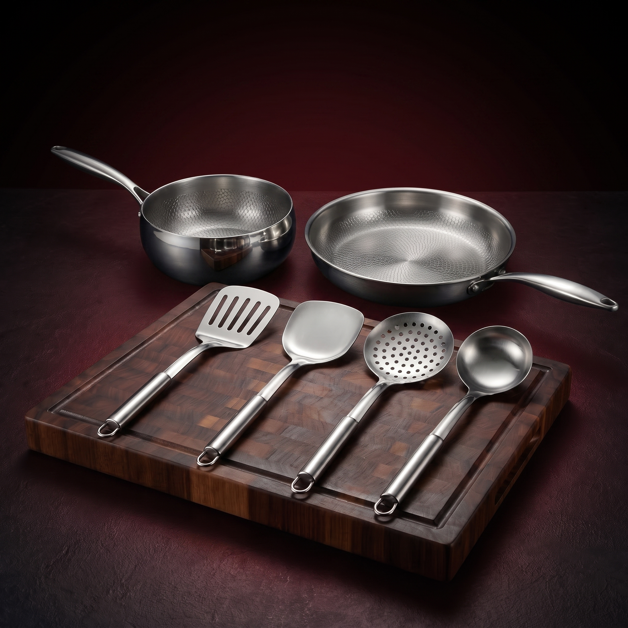 Kitchen Starter Set with Walnut Board and Utensils, Forgewell Cookware