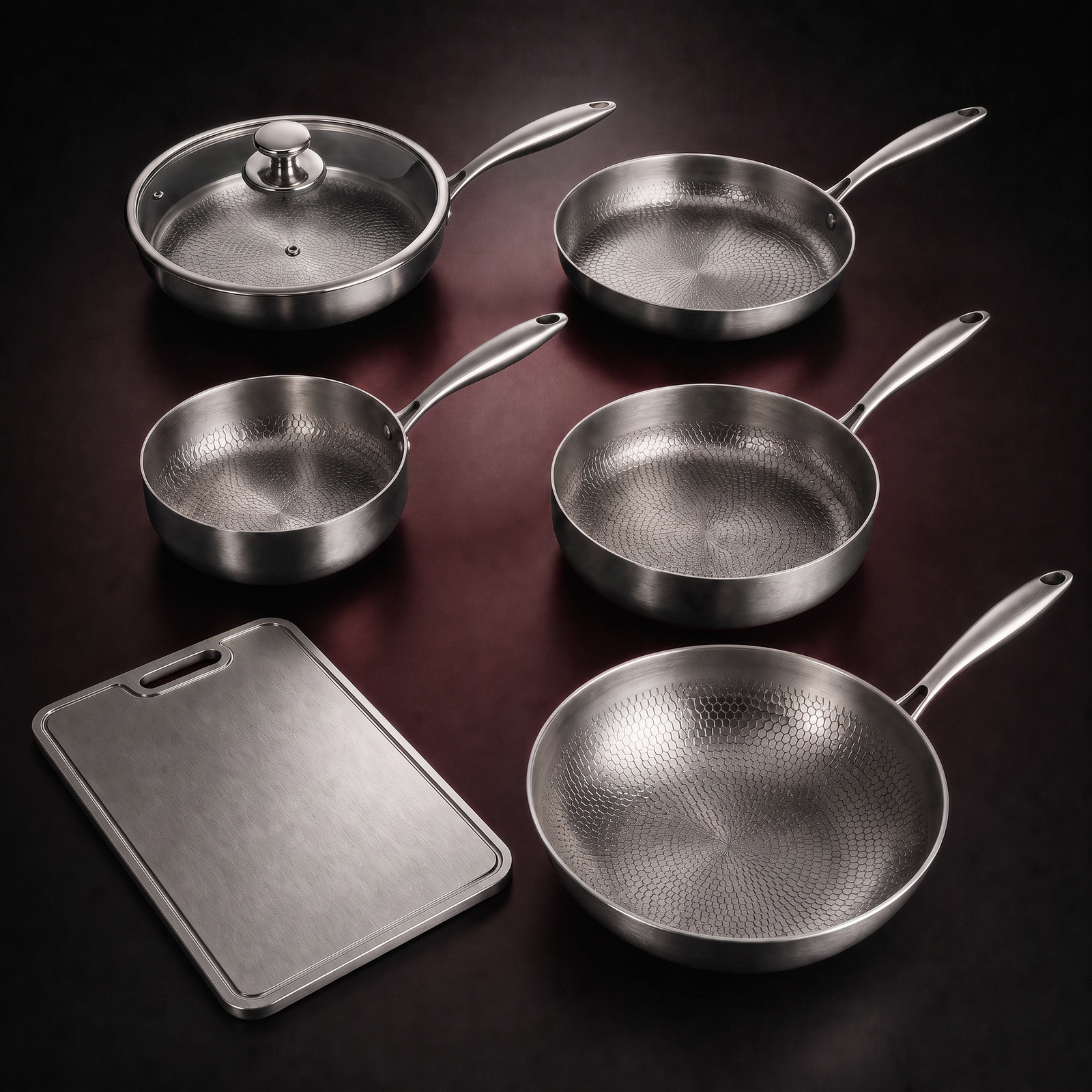 Titanium Cook and Prep Set with Cutting Board, Forgewell Cookware