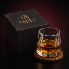 Etched Crystal Whisky Glass with Wooden Box, Forgewell Cookware