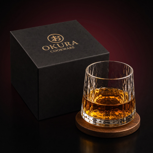 Etched Crystal Whisky Glass with Wooden Box, Forgewell Cookware