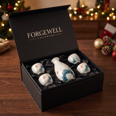 Goldfish ceramic sake set in its Forgewell gift box