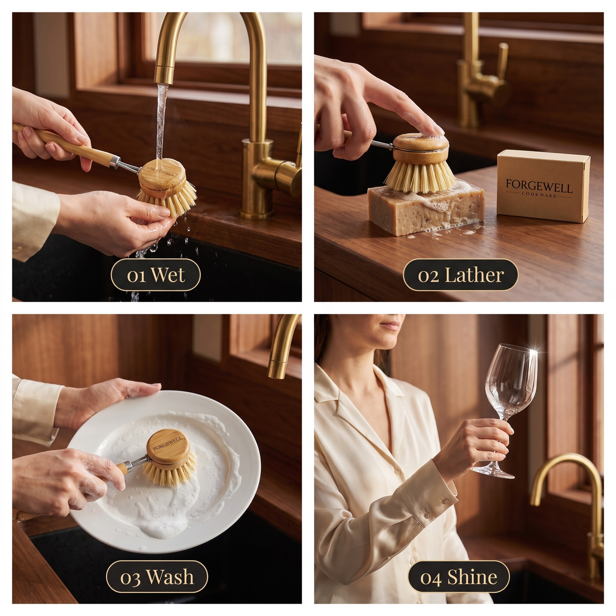 Wet, lather, wash, shine with the Forgewell dish soap bar