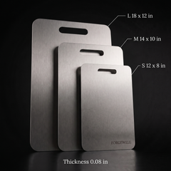 Solid titanium cutting board in three sizes