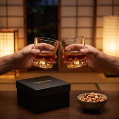 Toasting with Mountain Peak whisky glasses and the Forgewell gift box
