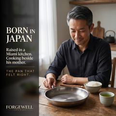 Born in Japan, raised in a Miami kitchen, the chef at home with the pan