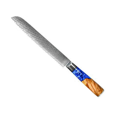 Damascus Knife Set, Six Piece with Sapphire Handles