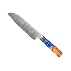 Damascus Knife Set, Six Piece with Sapphire Handles