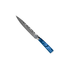 Damascus Knife Set, Eight Piece with Sapphire Handles