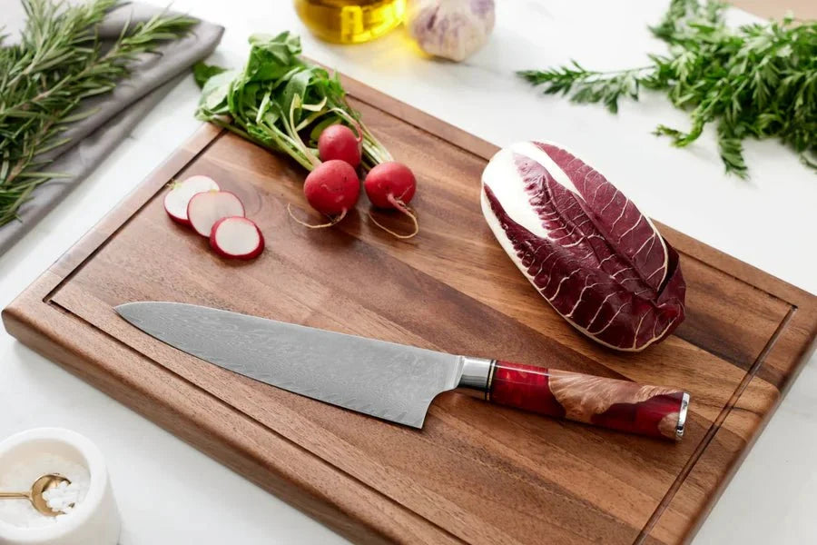 Damascus Cleaver and Chef Knife, Two Piece Set