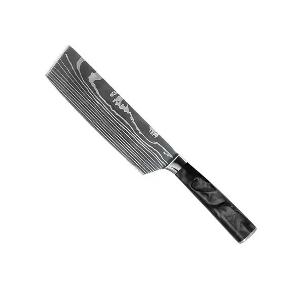 Damascus Knife Set, Eight Piece with Onyx Handles