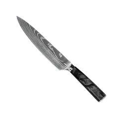 Damascus Knife Set, Eight Piece with Onyx Handles