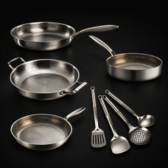 Titanium Family Set, Four Pans with Utensils