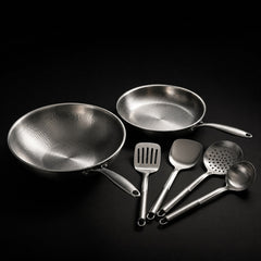 Titanium Wok and Frying Pan Set with Utensils