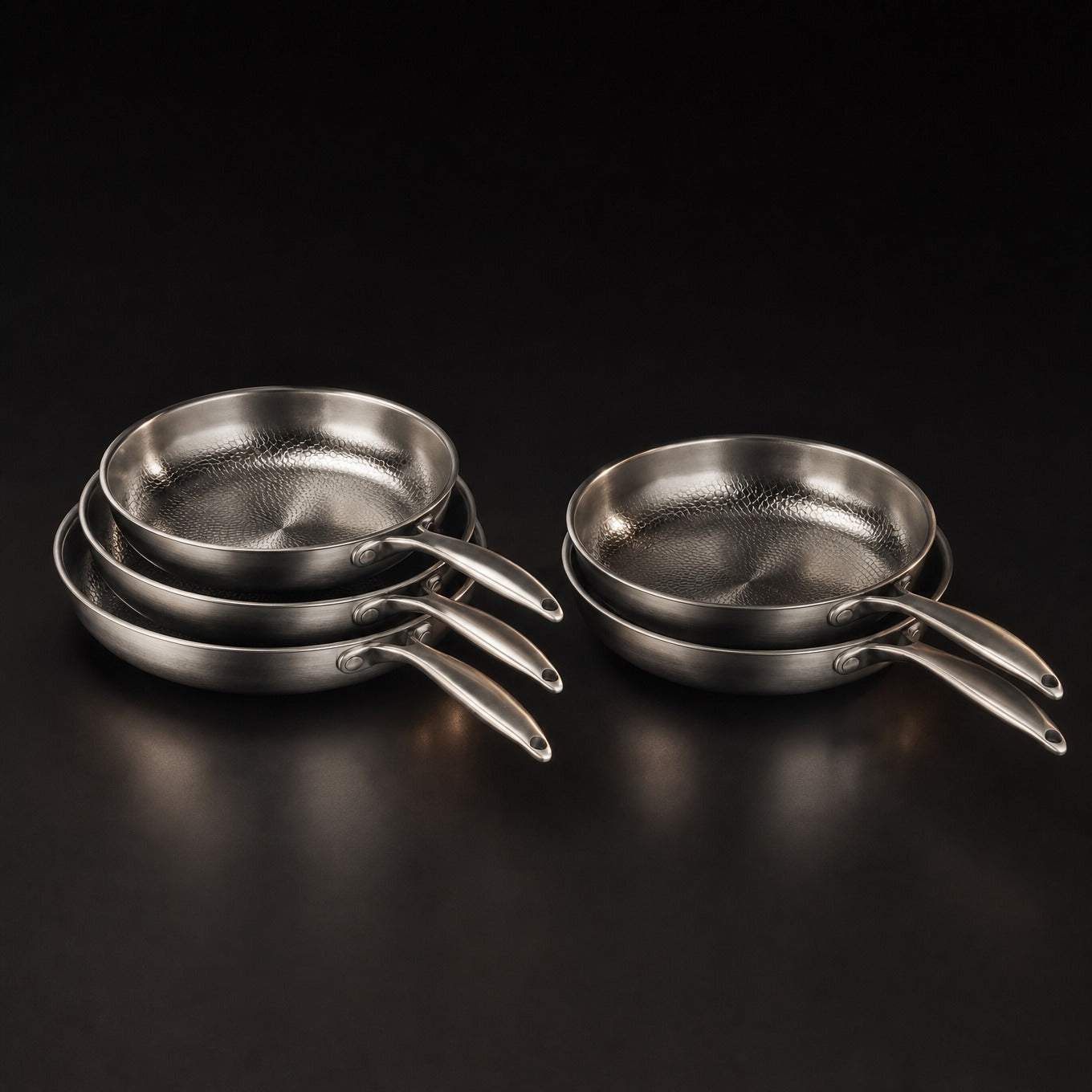 Titanium Frying Pan Set, Five Sizes with Two Lids