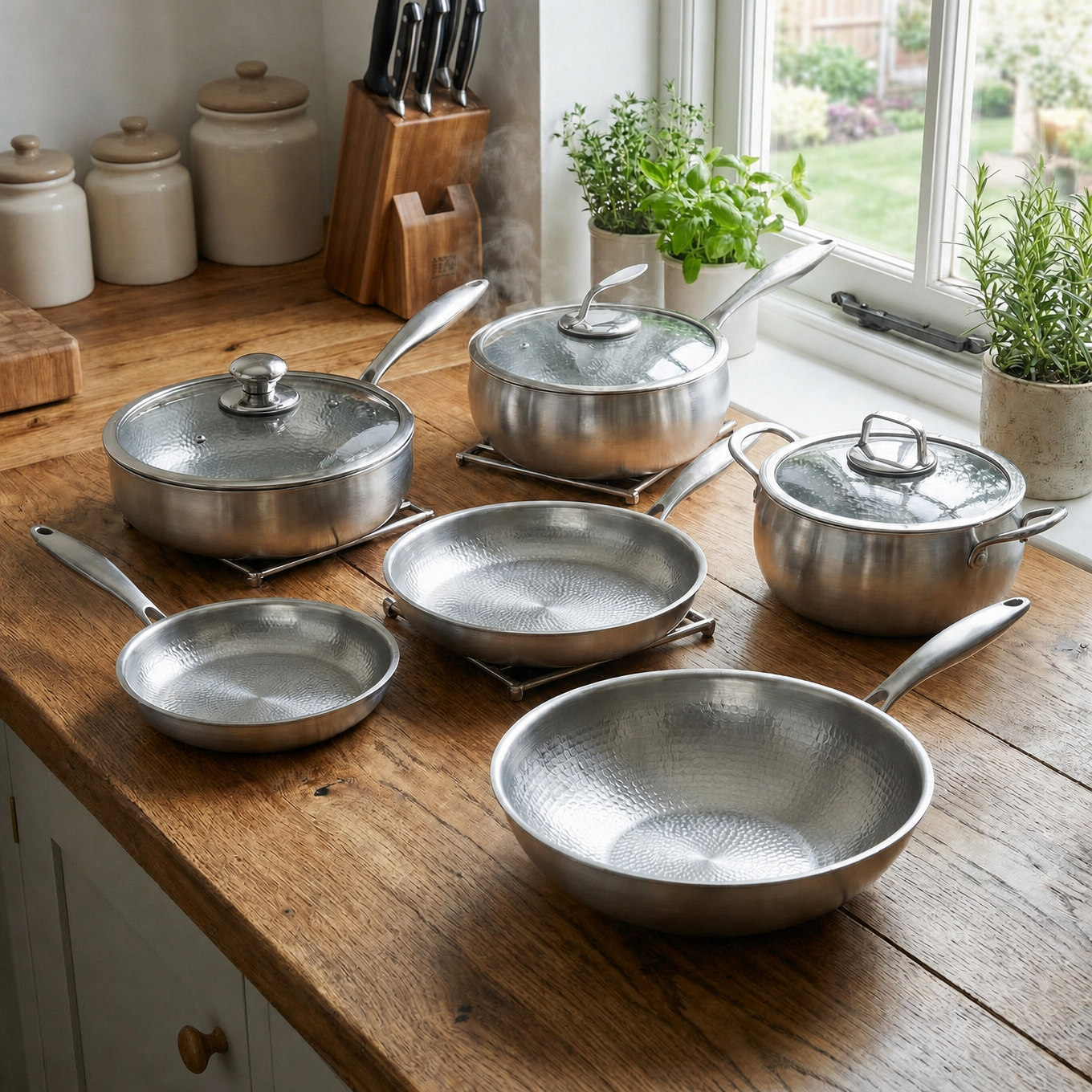 Titanium Complete Kitchen Set with Three Lids