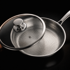 Titanium Frying Pan Set, Five Sizes with Two Lids
