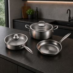 Titanium Pot and Pan Set with Two Lids