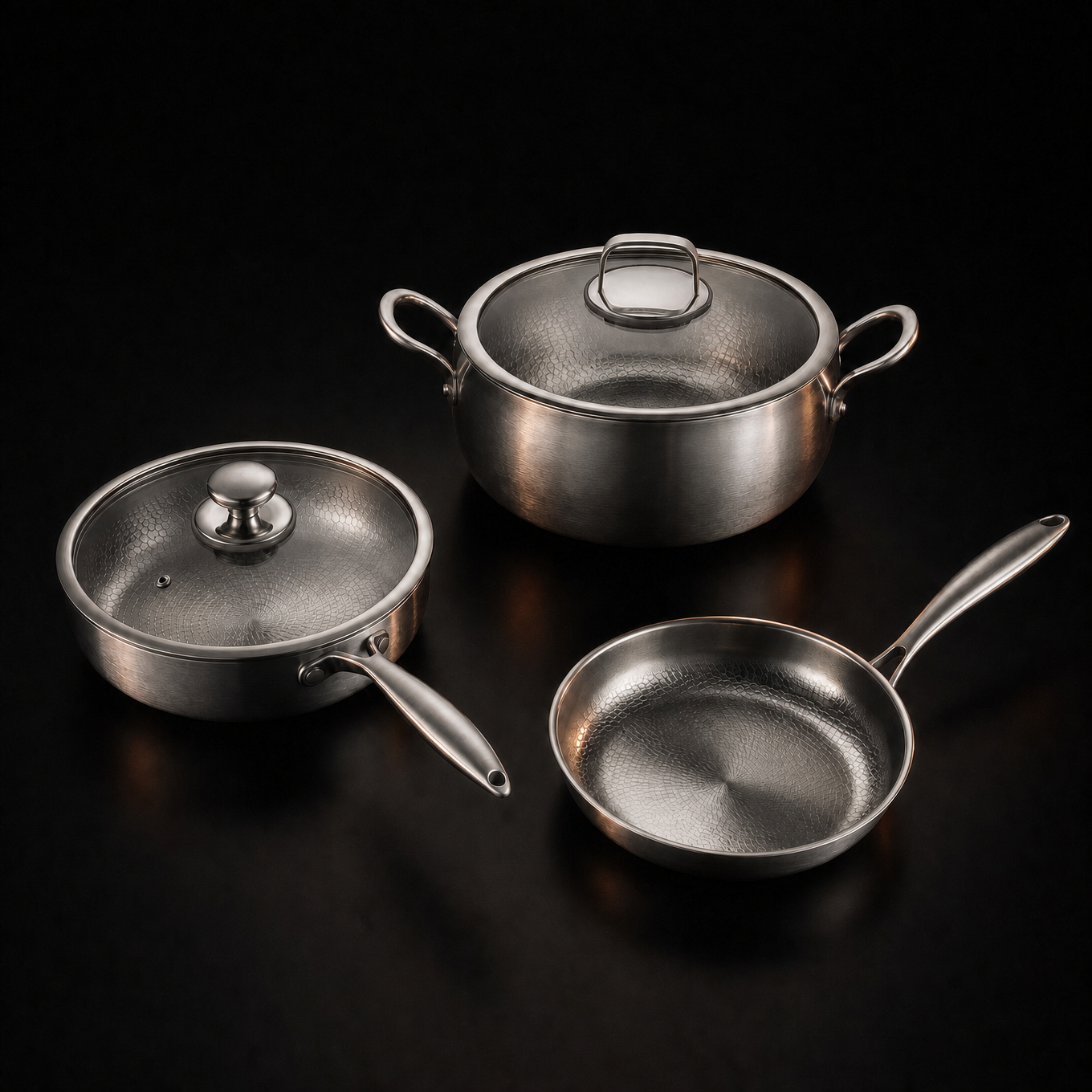 Titanium Pot and Pan Set with Two Lids