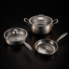 Titanium Pot and Pan Set with Two Lids