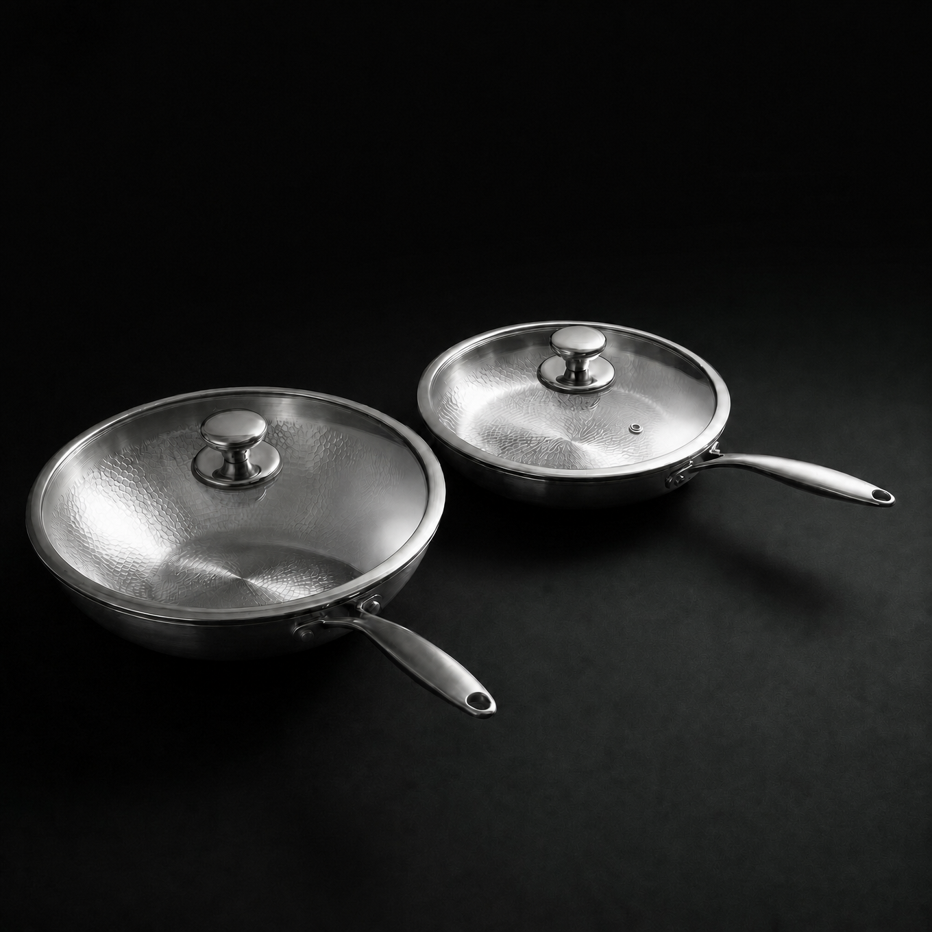 Titanium Wok and Frying Pan Set with Utensils