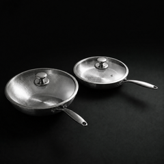 Titanium Wok and Frying Pan Set with Utensils