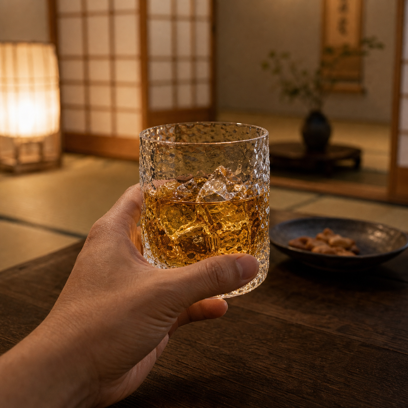 Textured Crystal Whisky Glass