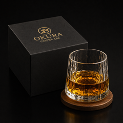 Etched Crystal Whisky Glass with Wooden Box