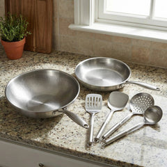 Titanium Wok and Frying Pan Set with Utensils
