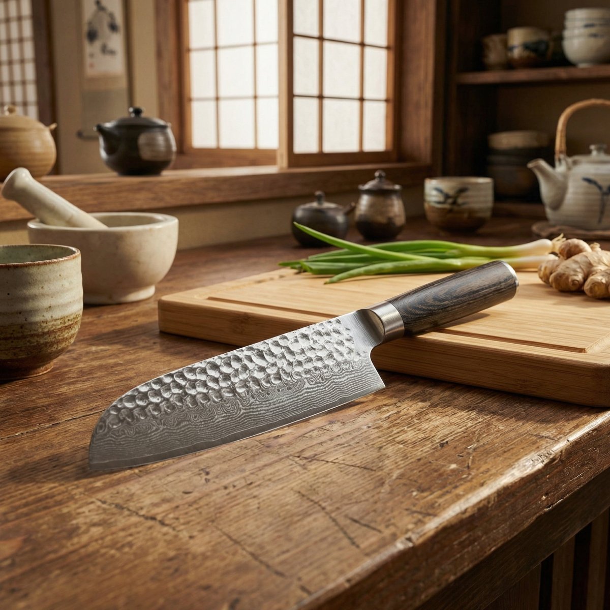 Hammered Santoku Knife, 18 cm
