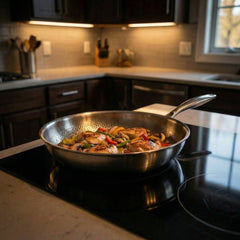 Titanium Frying Pan Set, Five Sizes with Two Lids