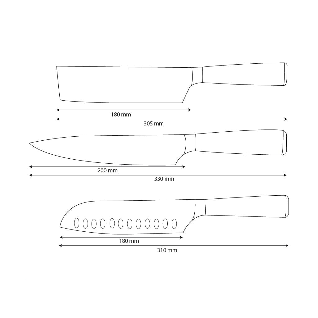 Kitchen Knife Set, Three Piece